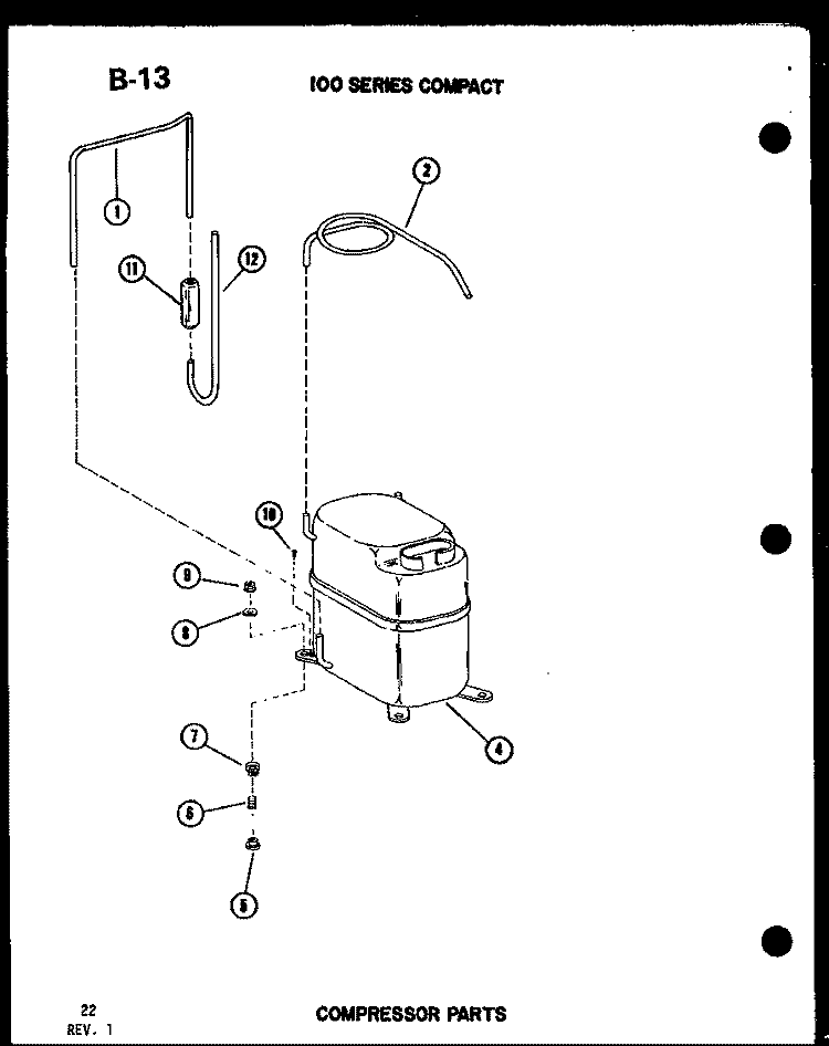 100 SERIES COMPACT COMPRESSOR PARTS Diagram and Parts List for ES108-2EK P6723121R Amana Air Conditioner