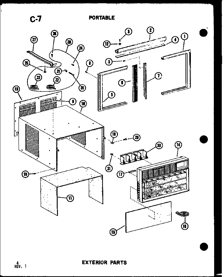 PORTABLE EXTERIOR PARTS Diagram and Parts List for 9P-2SPMK P5497231R Amana Air Conditioner