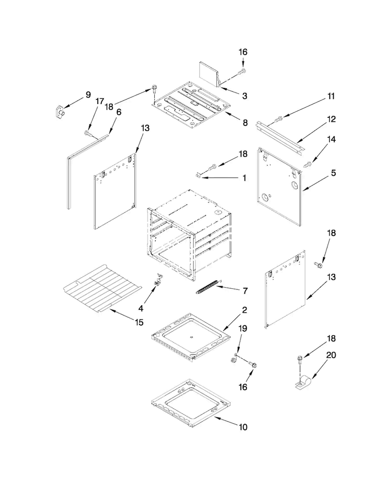 Chassis Parts Diagram and Parts List for ALY2220BDB00  Amana Range