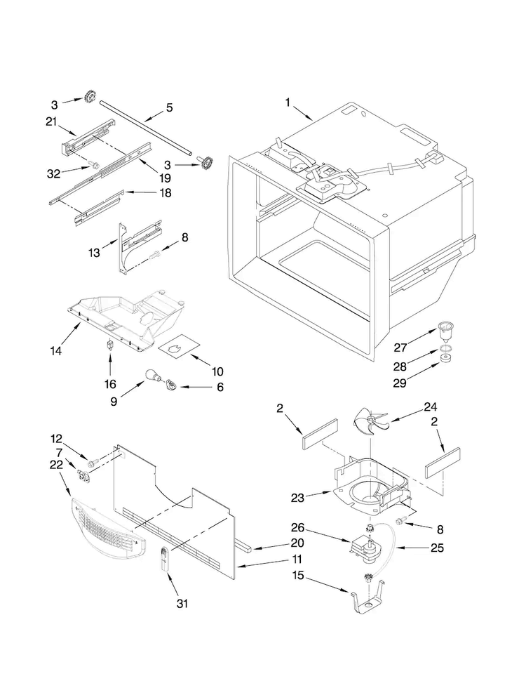 Freezer Liner Parts Diagram and Parts List for ABR1922FES6  Amana Refrigerator