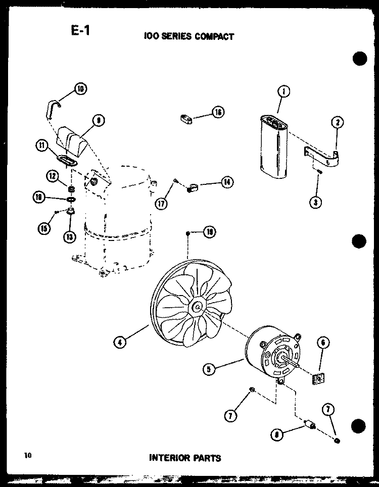 100 SERIES COMPACT INTERIOR PARTS Diagram and Parts List for ES1082HL P6723122R Amana Air Conditioner