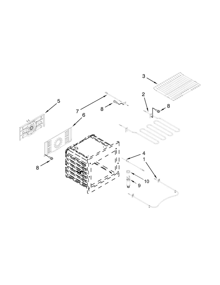 Internal Oven Parts Diagram and Parts List for JES9800CAS02  Jenn-Air Range