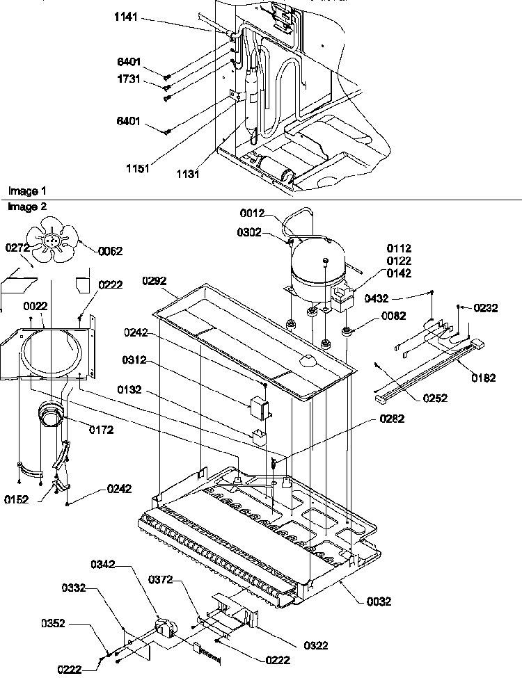 Machine Compartment Assembly Diagram and Parts List for BM20TBL-P1305801WL  Amana Refrigerator