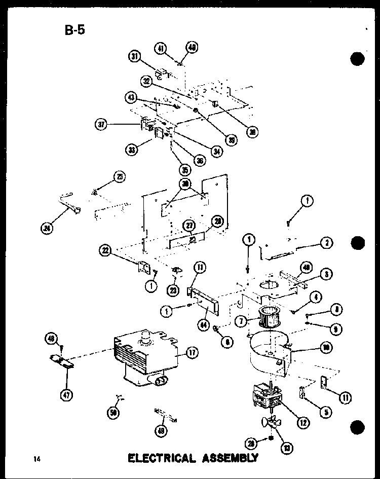 Electrical Assembly Diagram and Parts List for RC-10S P73829-1M Amana Microwave