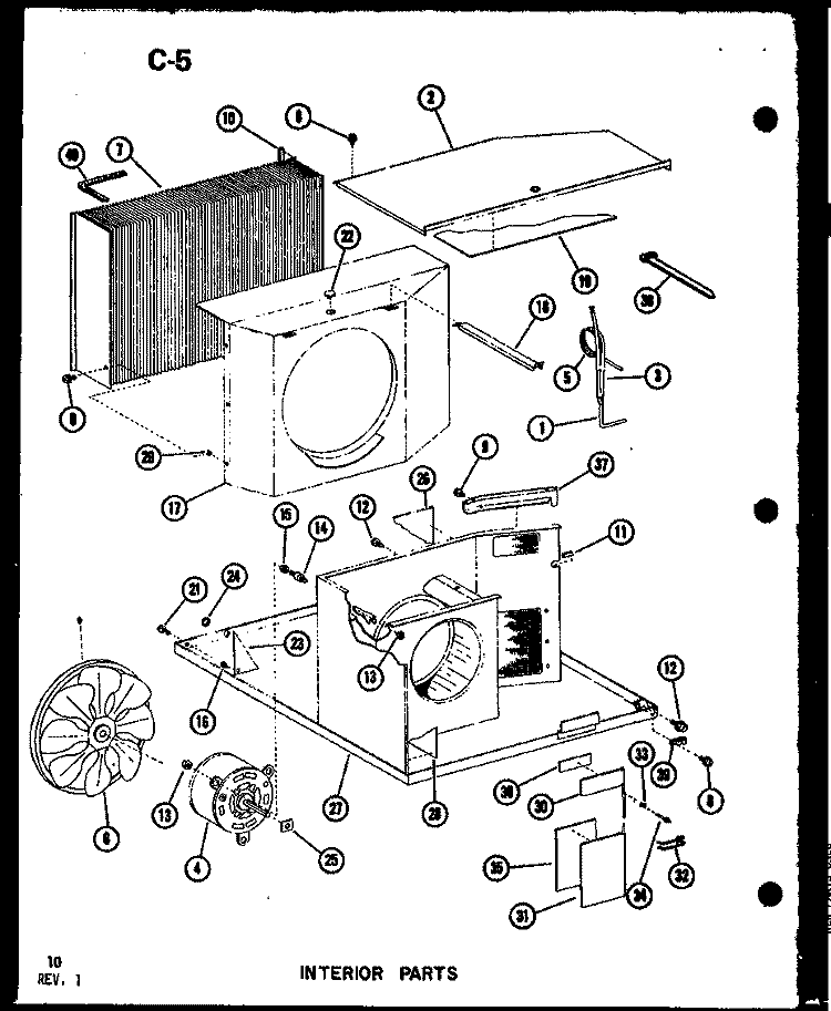 INTERIOR PARTS Diagram and Parts List for ES2183SPM P6753518R Amana Air Conditioner