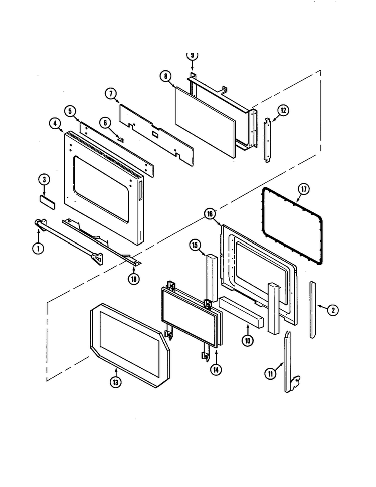 Door Diagram and Parts List for W30400PV  Jenn-Air Wall Oven