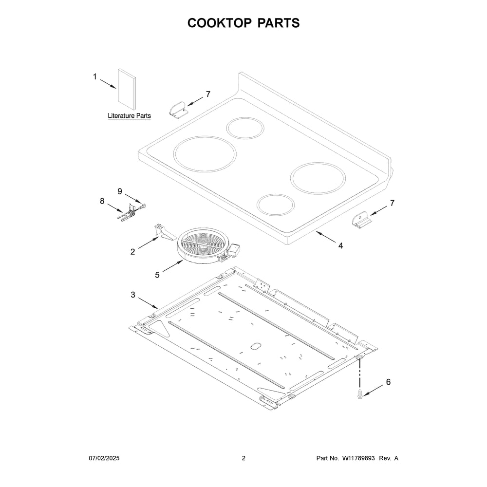 Cooktop Parts Diagram and Parts List for YAER6203MSS0  Amana Range