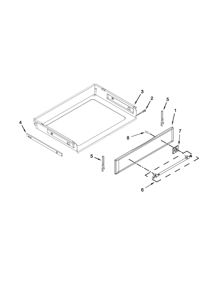 Drawer Parts Diagram and Parts List for MER8800DE1  Maytag Range