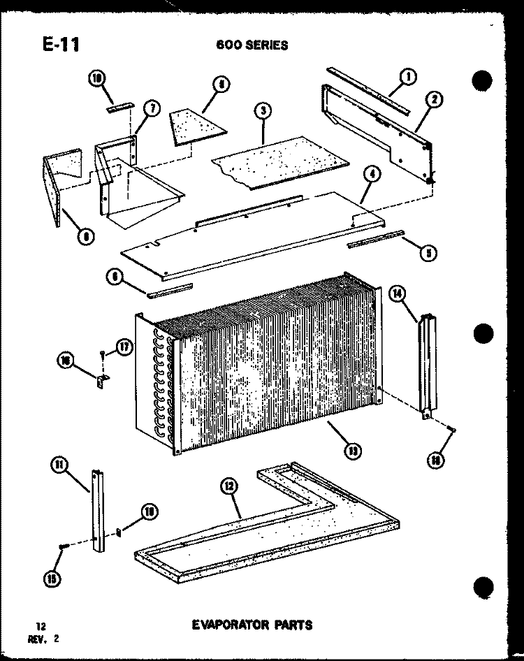 EVAP PARTS Diagram and Parts List for 6243L P6711930R Amana Air Conditioner