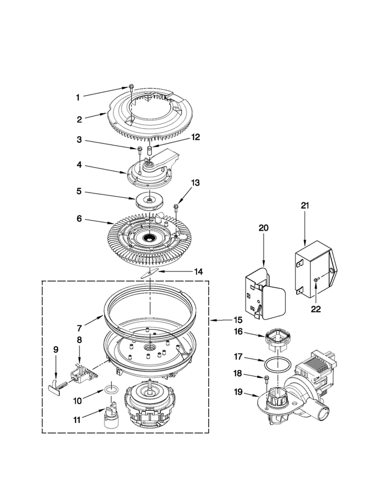 Pump And Motor Parts Diagram and Parts List for JDB1275AWF0  Jenn-Air Dishwasher