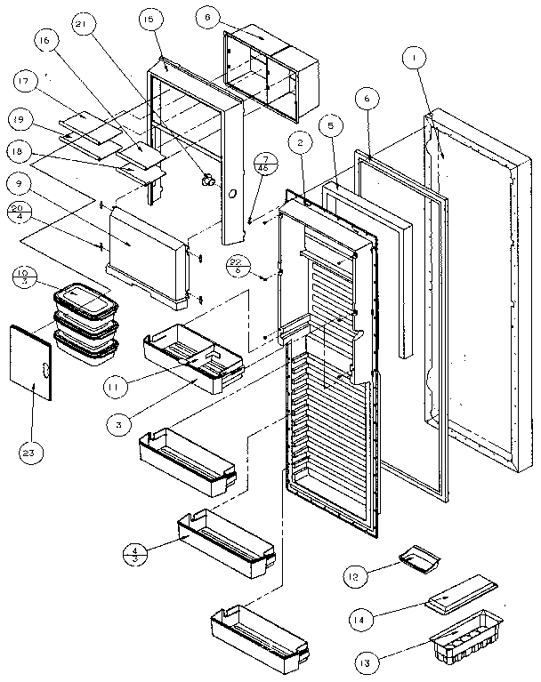 Refrigerator Door Diagram and Parts List for 36761-P1135802W  Amana Refrigerator