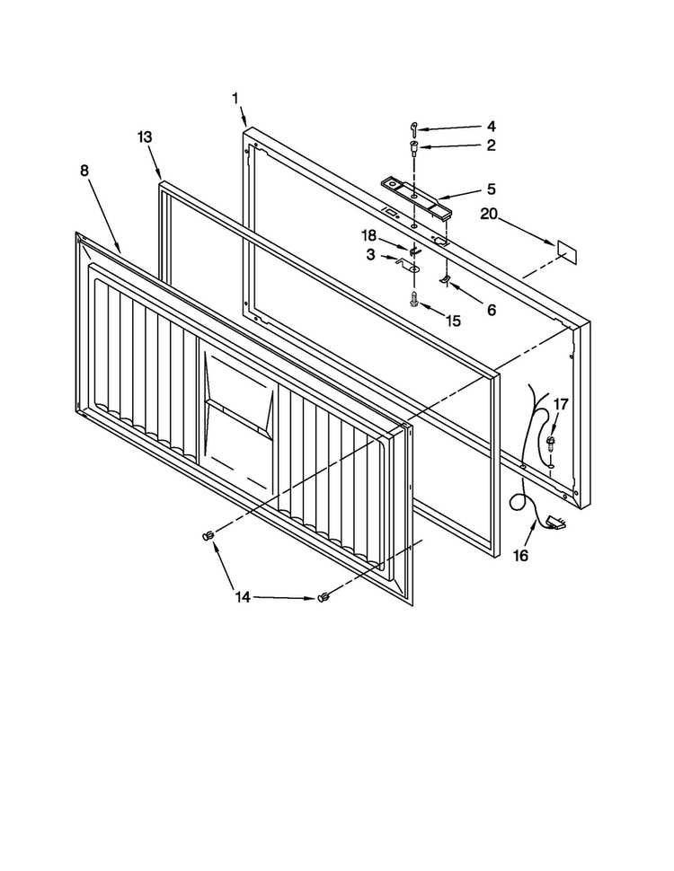 Door Parts Diagram and Parts List for MQC1552TEW00  Amana Freezer