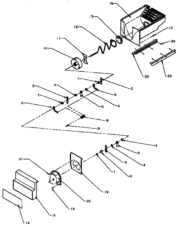 Crushed Ice Backet Diagram and Parts List for SXD25NP-P1162420W  Amana Refrigerator