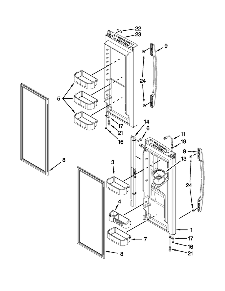 Refrigerator Door Parts Diagram and Parts List for MFI2670XEM10  Maytag Refrigerator