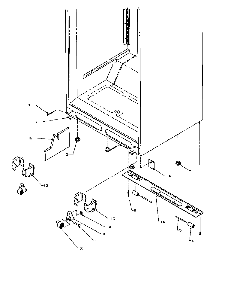 Cabinet Bottom Diagram and Parts List for TP21A3L-P1181503WL  Amana Refrigerator