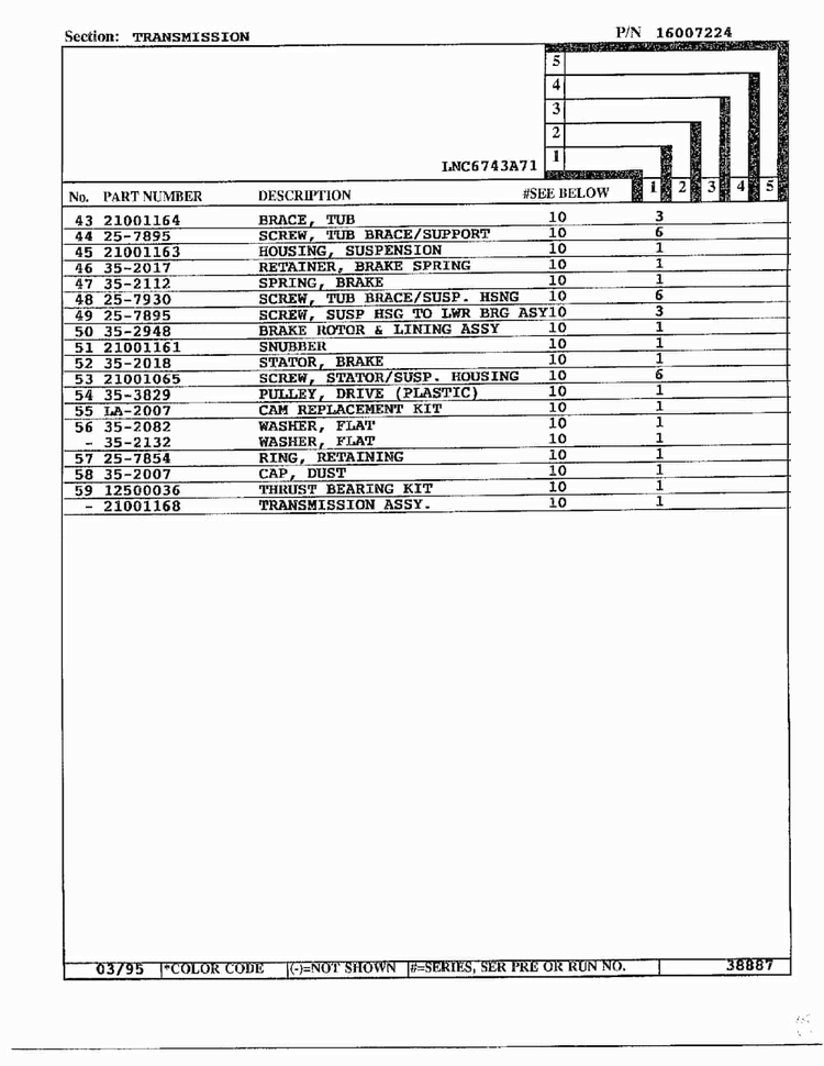 Transmission Page 3 Diagram and Parts List for 6743A71  Norge Washer