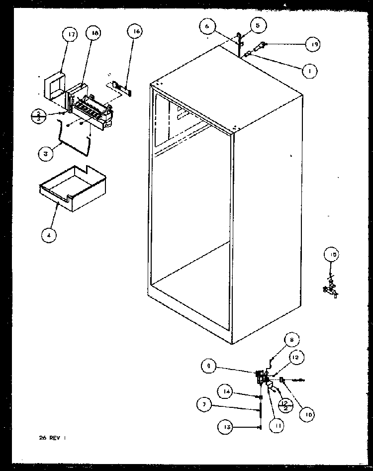 Icemaker Diagram and Parts List for 85161W-P1117111WW  Amana Refrigerator