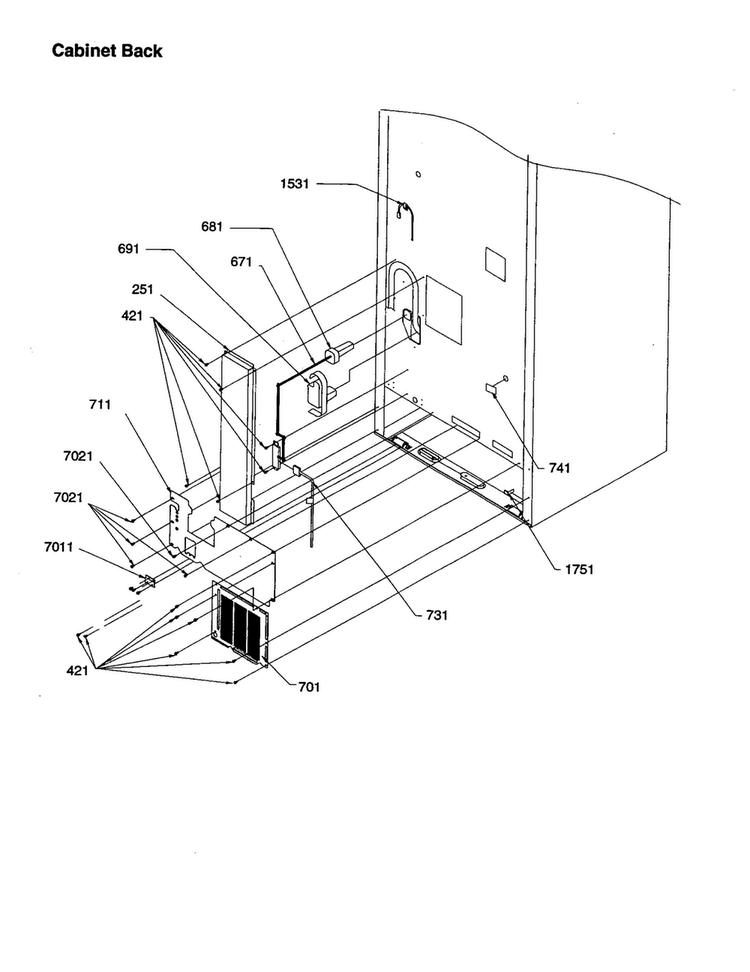 Cabinet Back Diagram and Parts List for DRB1201AC-PDRB2101AC0  Amana Refrigerator