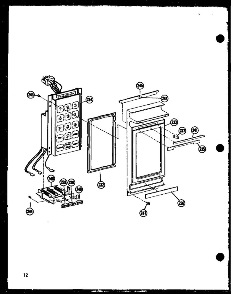 Control Panel Diagram and Parts List for RR-9 P73246-1M Amana Microwave