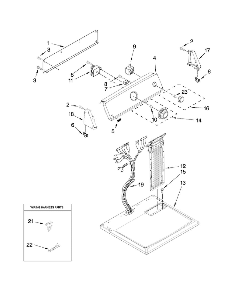 Top And Console Parts Diagram and Parts List for MEDC200XW1  Maytag Dryer