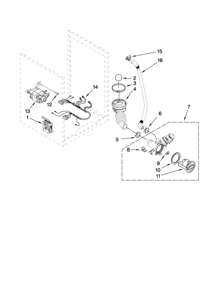 Pump And Motor Parts Diagram and Parts List for MHWE550WR01  Maytag Washer