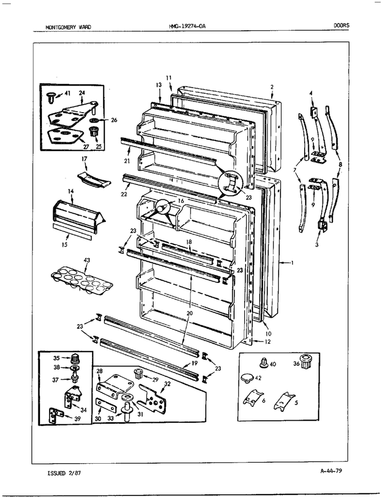 Doors/misc Diagram and Parts List for 19274A  Admiral Refrigerator