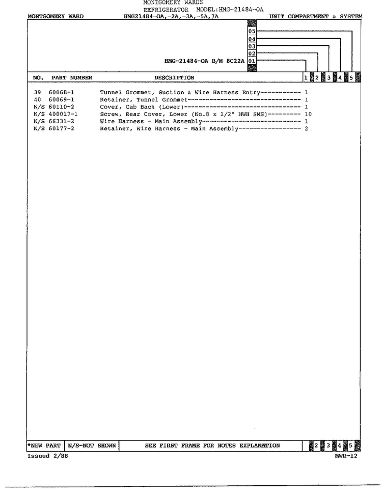 Unit Compartment/system Page 3 Diagram and Parts List for 21484-OA  Admiral Refrigerator