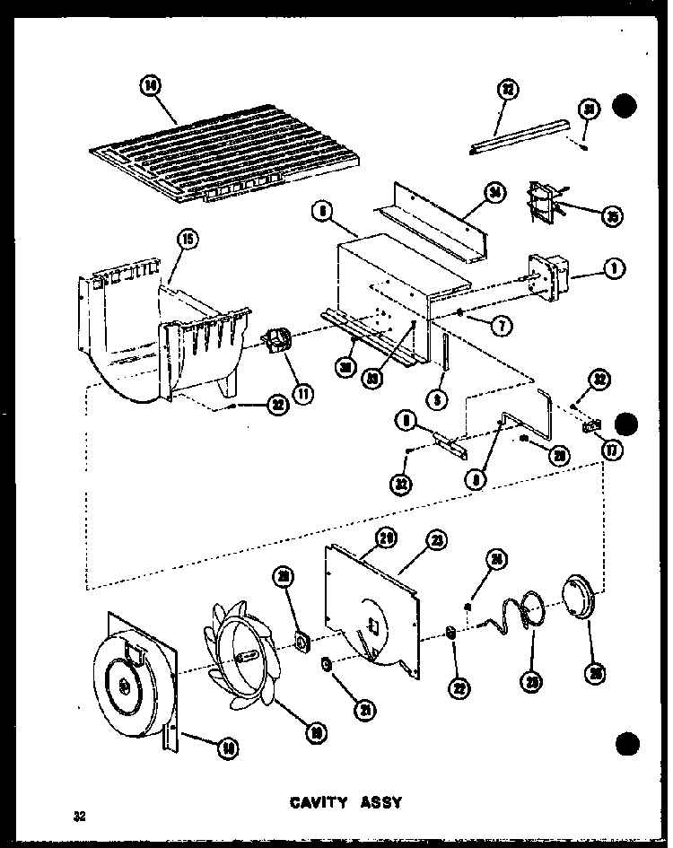 Cavity Assy Diagram and Parts List for SRI19E-L-P74100-5WL  Amana Refrigerator