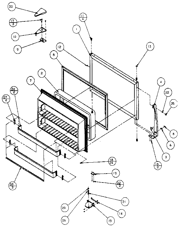 Freezer Door Diagram and Parts List for TS18RB-P1158403W  Amana Refrigerator