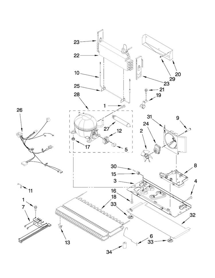 Unit Parts Diagram and Parts List for AFD2535DEW8  Amana Refrigerator