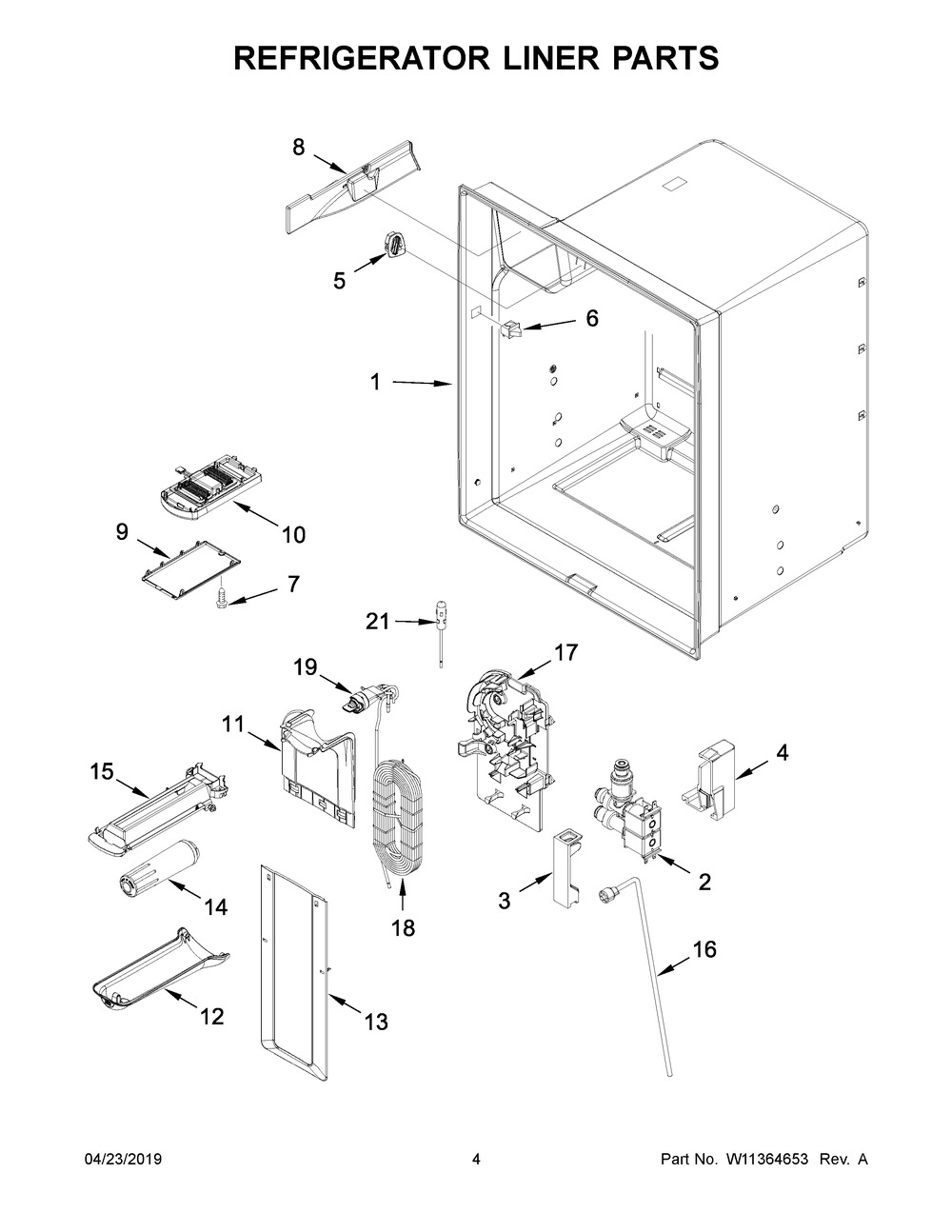 Refrigerator Liner Parts Diagram and Parts List for MFI2570FEB02  Maytag Refrigerator