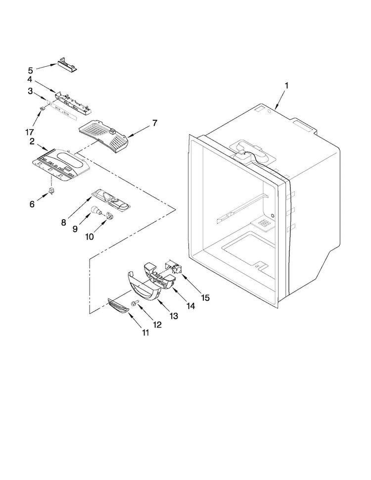 Refrigerator Liner Parts Diagram and Parts List for MFF2258VEB6  Maytag Refrigerator