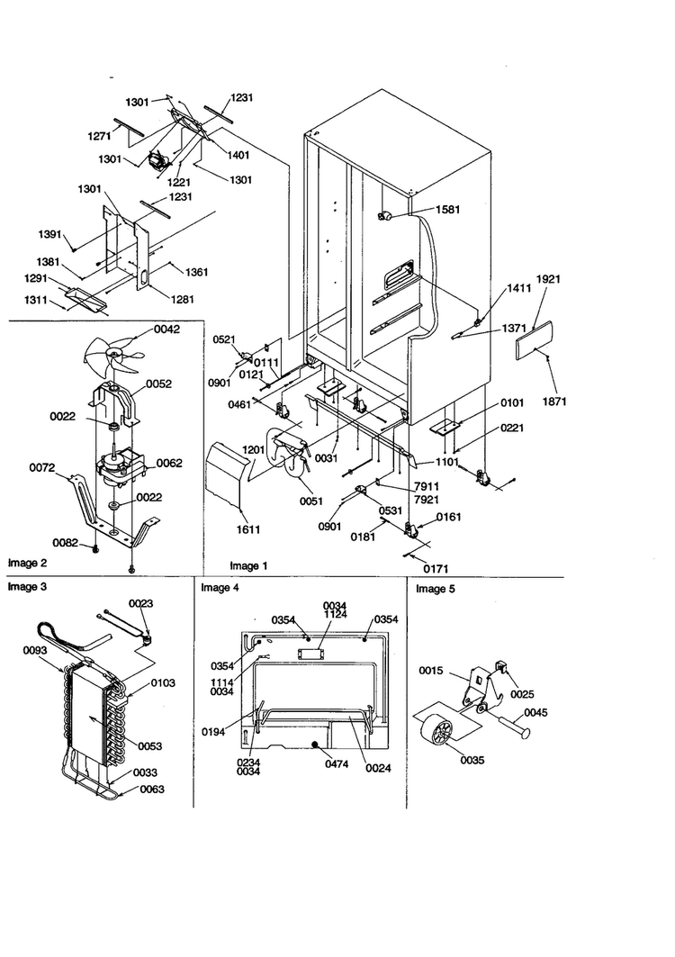 Drain/rollers/evap Diagram and Parts List for SZD23VW-P1315309WW  Amana Refrigerator