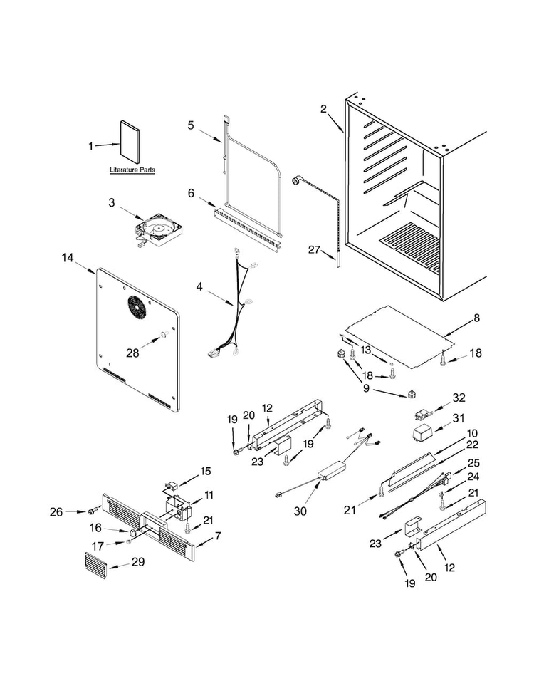 Cabinet Parts Diagram and Parts List for JUR24FRARS00  Jenn-Air Refrigerator