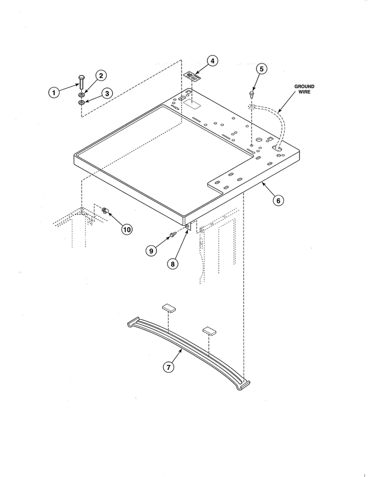 Cabinet Top Diagram and Parts List for EE2107WT  Speed Queen Dryer