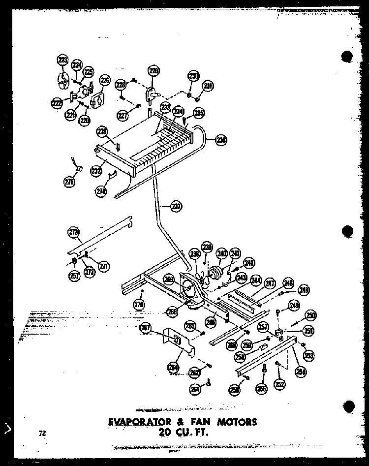 Evaporator & Fan Motors 20 Cu. Ft. Diagram and Parts List for T16J-P60236-9W  Amana Refrigerator