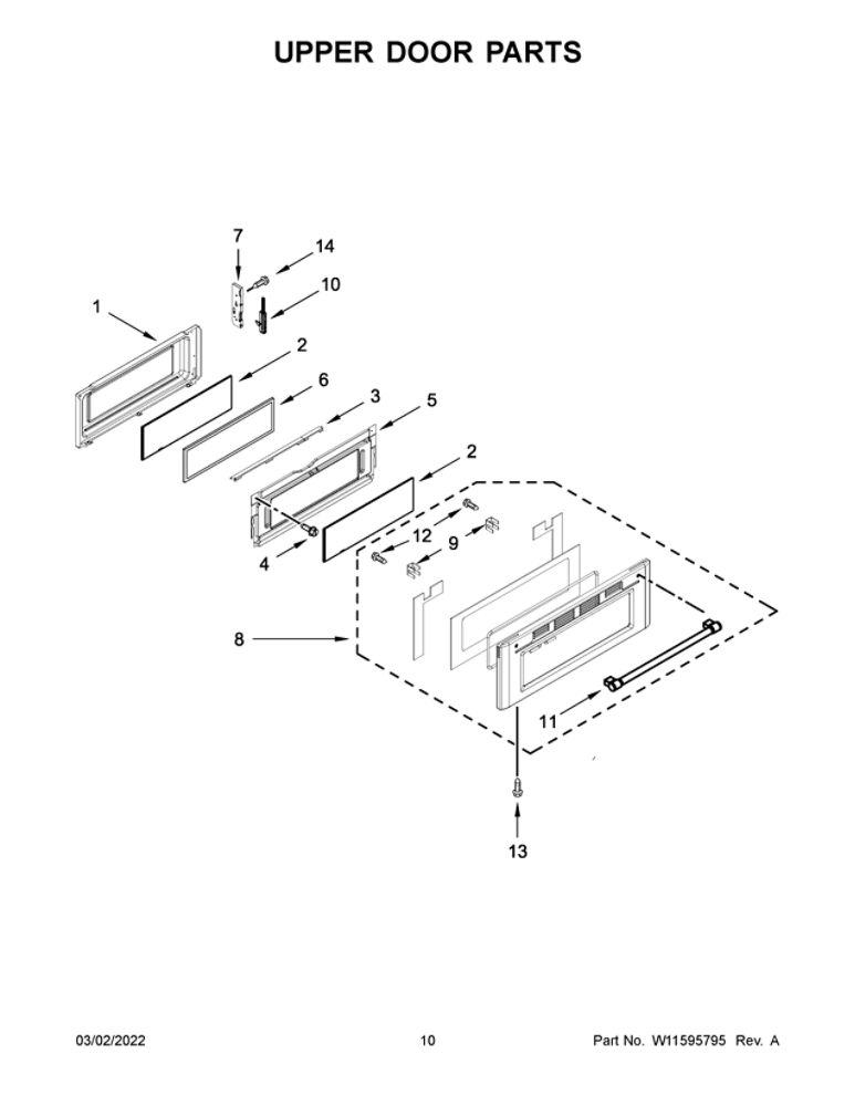 Upper Door Parts Diagram and Parts List for MGT8800FZ05  Maytag Range