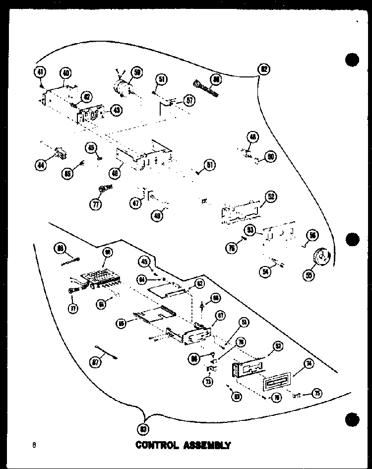 Control Assembly Diagram and Parts List for RC10B-DD P72650-2M Amana Microwave