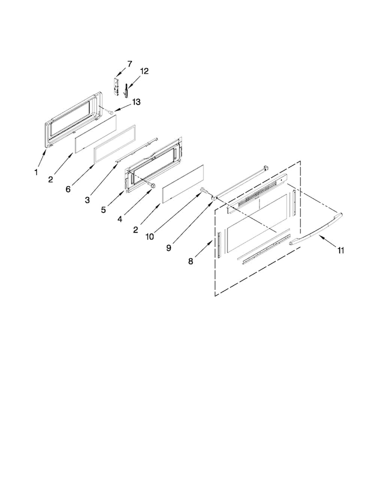 Upper Door Parts Diagram and Parts List for MGT8775XB00  Maytag Range