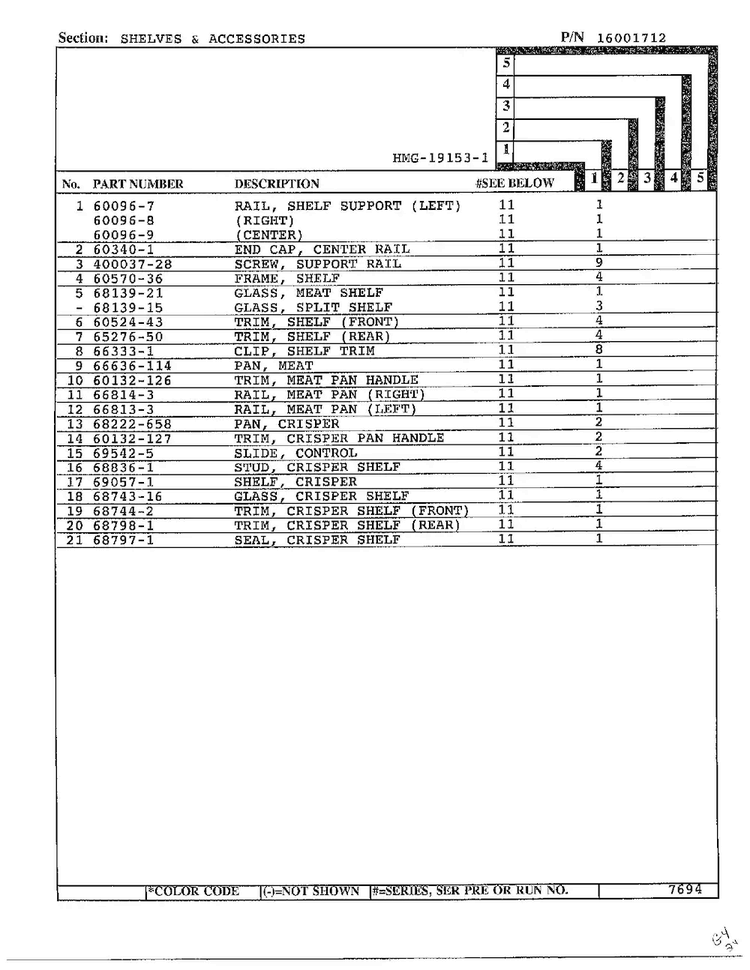 Shelves And Accessories Page 2 Diagram and Parts List for 19153-1  Admiral Refrigerator