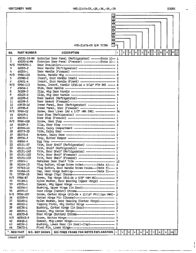 Doors/misc Page 2 Diagram and Parts List for 21474A  Admiral Refrigerator