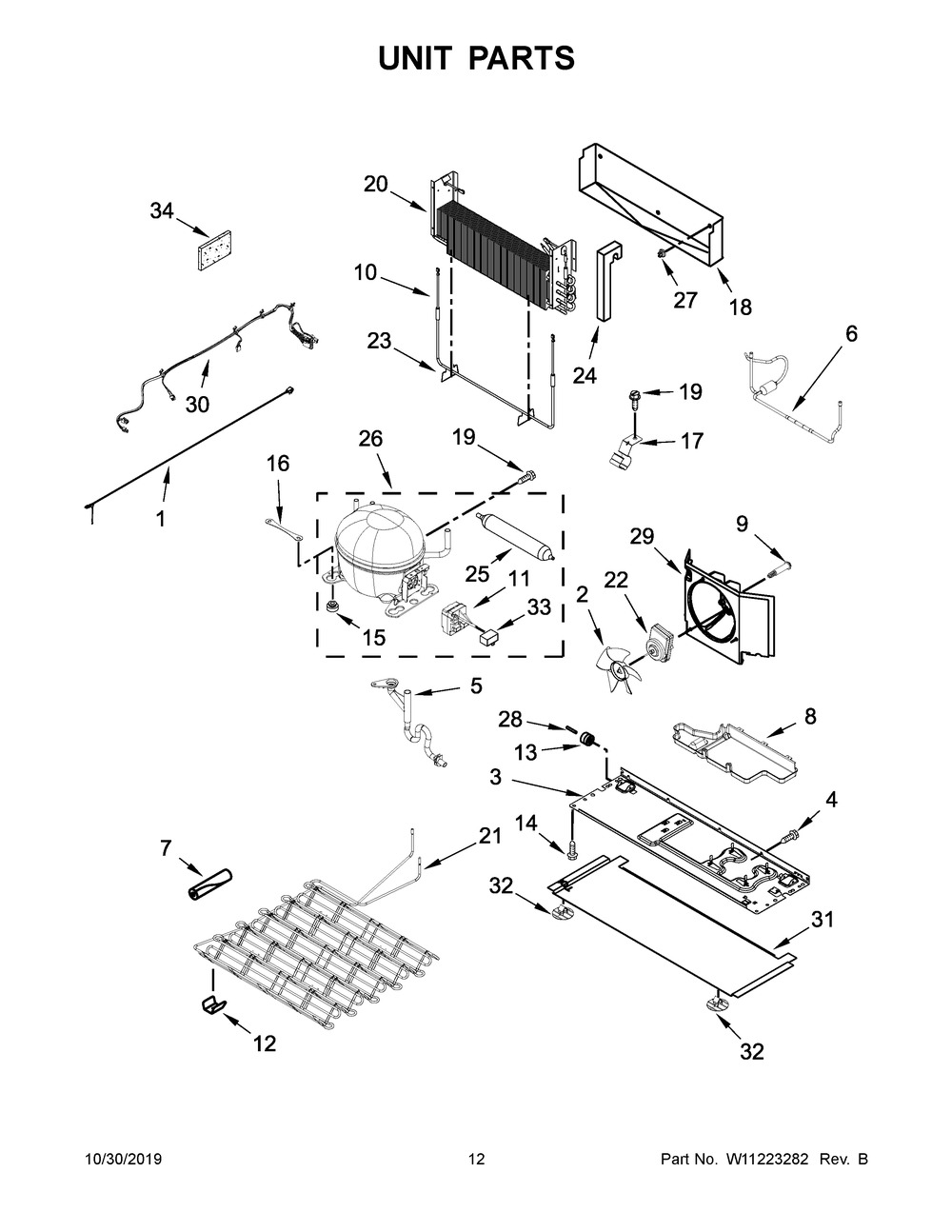 Unit Parts Diagram and Parts List for MFT2772HEZ00  Maytag Refrigerator