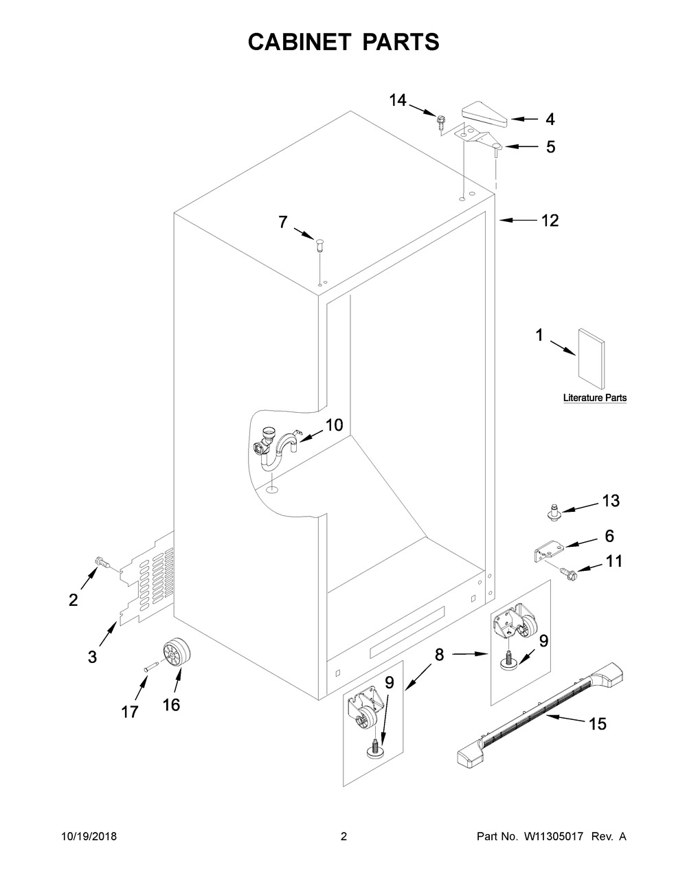 Cabinet Parts Diagram and Parts List for AZF33X18DW03  Maytag Freezer