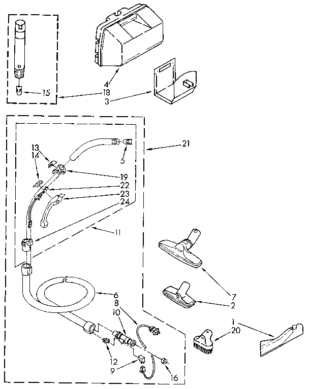 Hose Assembly Diagram and Parts List for 1164052190  Kenmore Central Vacuum
