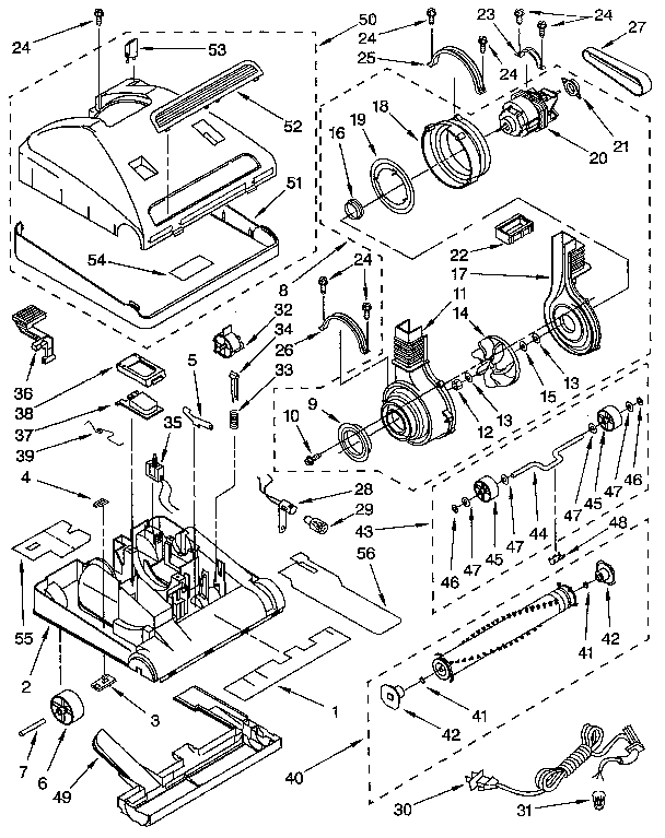 Nozzle And Motor Diagram and Parts List for 1163035290C  Kenmore Canister Vacuum