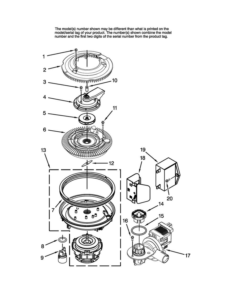 Pump And Motor Parts Diagram and Parts List for MDBM601AWB3  Maytag Dishwasher