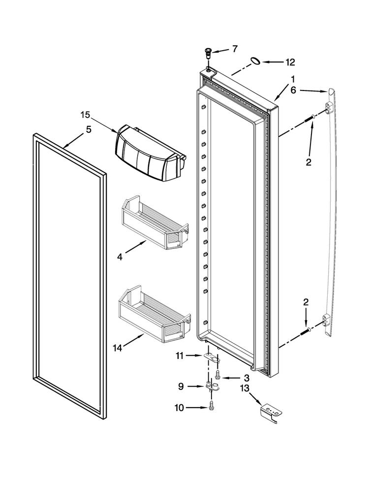 Refrigerator Door Parts Diagram and Parts List for JSC24C8EAM01  Jenn-Air Refrigerator