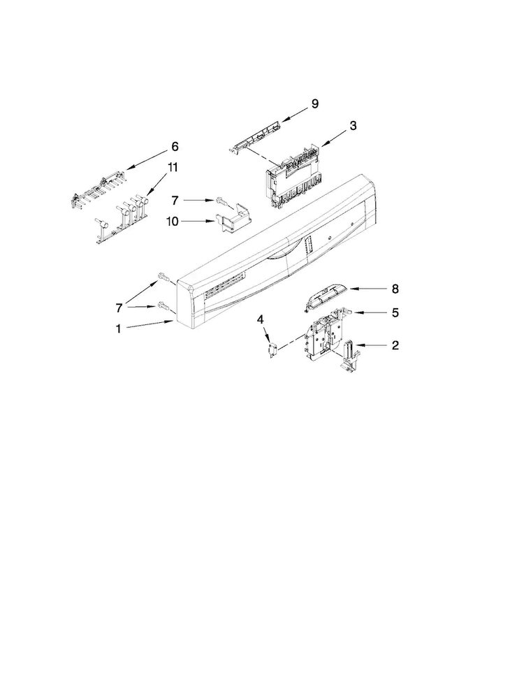 Control Panel And Latch Parts Diagram and Parts List for ADB1400AWQ5  Amana Dishwasher
