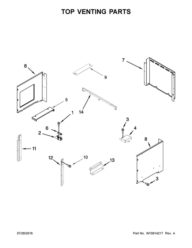 Top Venting Parts Diagram and Parts List for MMW9730FZ01  Maytag Microwave