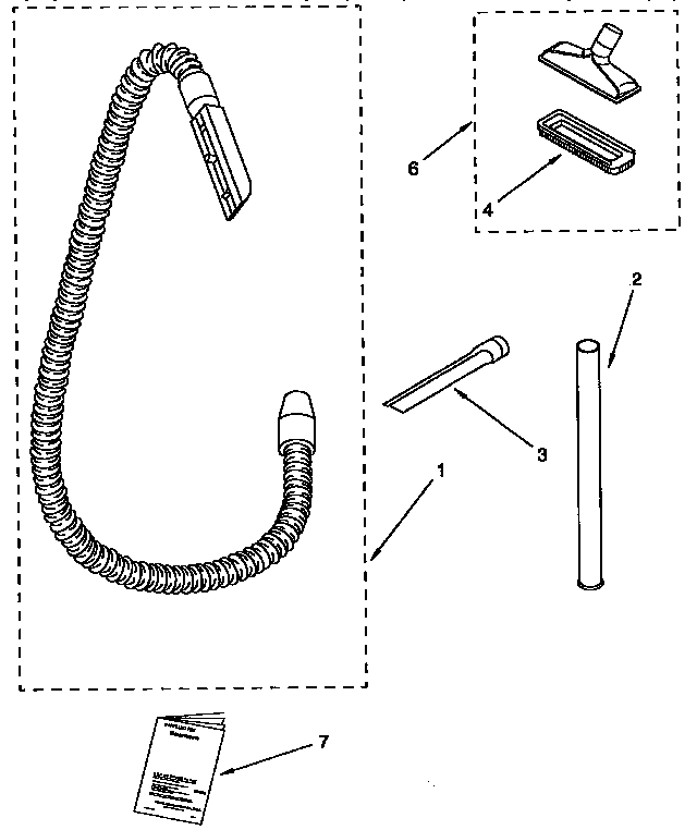 Hose And Attachment Parts Diagram and Parts List for 1163036490C  Kenmore Upright Vacuum